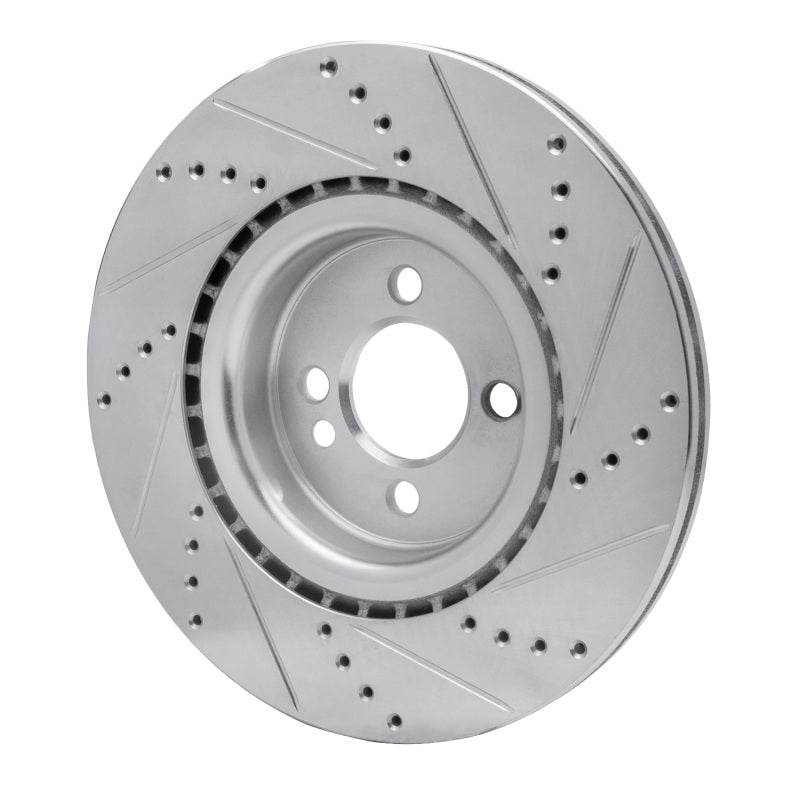 R1 Concepts R1 09-14 Mini Cooper (Excl Clubman) Front Left Drilled & Slotted Silver Brake Rotor