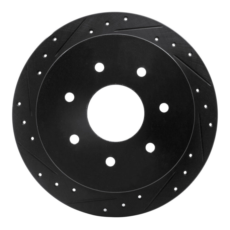 R1 Concepts R1 97-04 Ford F-150 4WD Rear Left Drilled & Slotted Black Brake Rotor