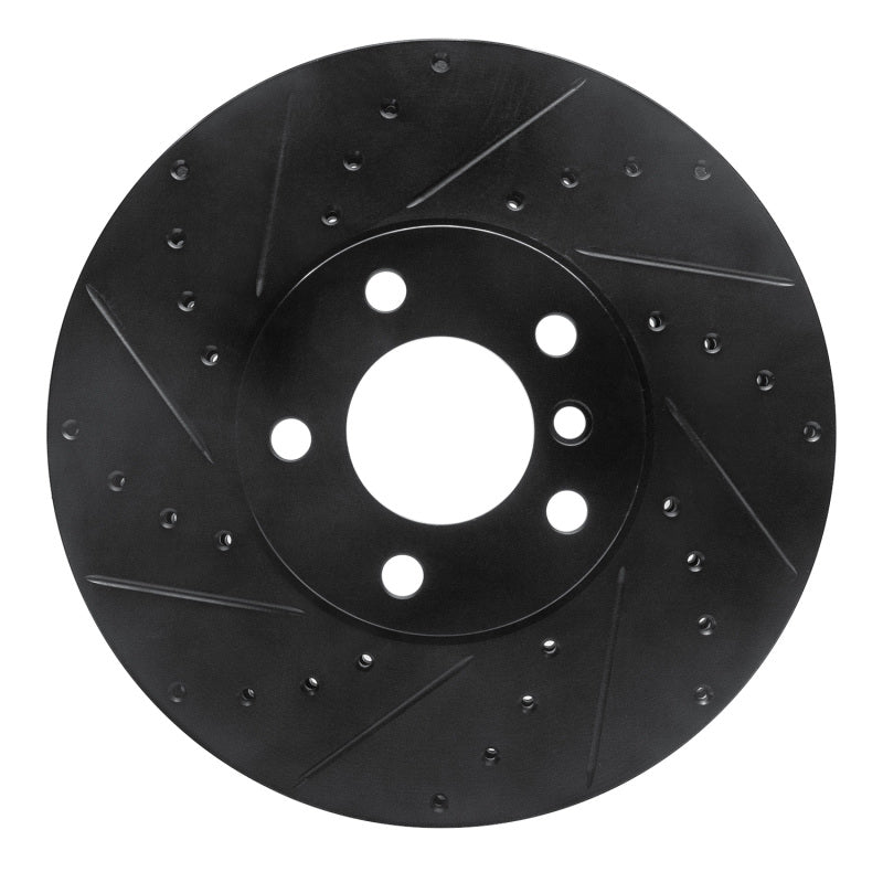 R1 Concepts R1 07-19 BMW X6 Front Left Drilled & Slotted Black Brake Rotor