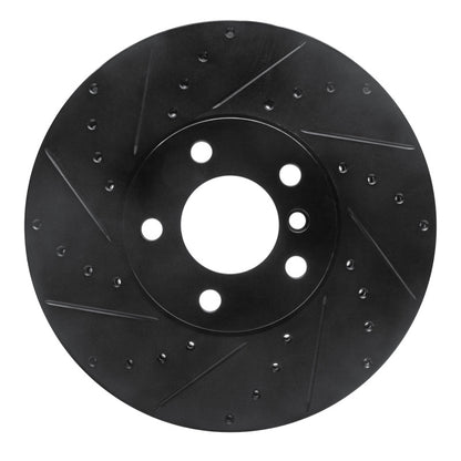 R1 Concepts R1 07-19 BMW X6 Front Left Drilled & Slotted Black Brake Rotor
