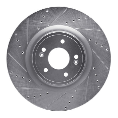 R1 Concepts R1 18-22 Genesis G70 Front Left Drilled & Slotted Silver Brake Rotor