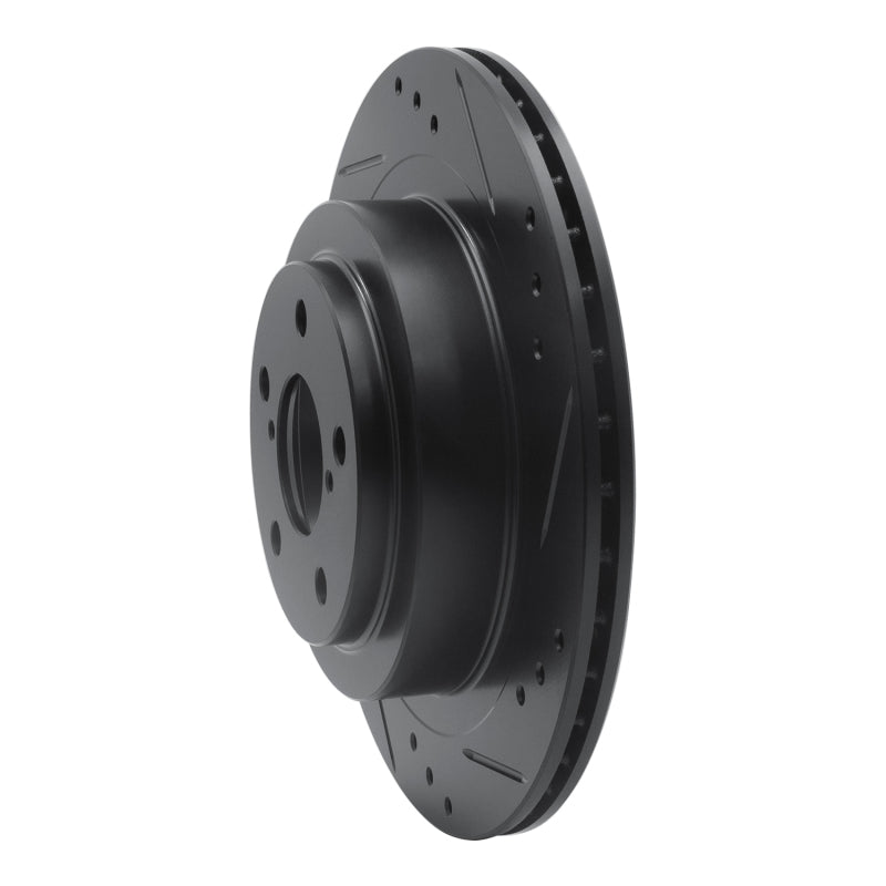 R1 Concepts R1 05-09 Subaru Impreza Rear Right Drilled & Slotted Black Brake Rotor