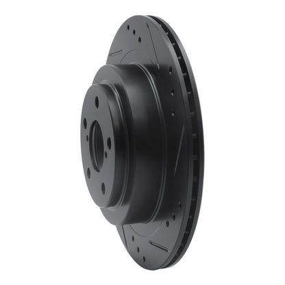 R1 Concepts R1 05-09 Subaru Impreza Rear Right Drilled & Slotted Black Brake Rotor