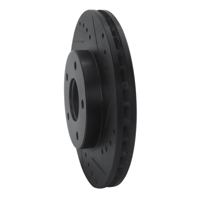 R1 Concepts R1 99-01 Infiniti I30 Front Right Drilled & Slotted Black Brake Rotor