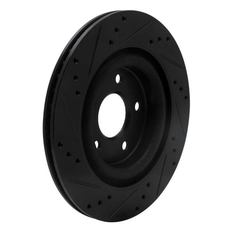 R1 Concepts R1 06-08 Jaguar S-Type Rear Right Drilled & Slotted Black Brake Rotor
