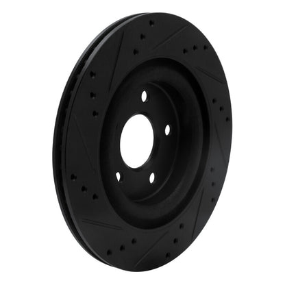 R1 Concepts R1 06-08 Jaguar S-Type Rear Right Drilled & Slotted Black Brake Rotor
