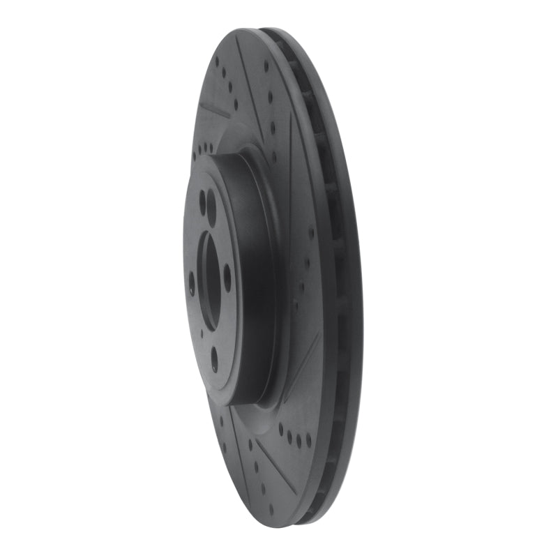 R1 Concepts R1 09-14 Mini Cooper (Excl Clubman) Front Right Drilled & Slotted Black Brake Rotor