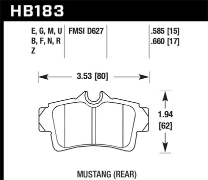 Hawk Performance Hawk 01 Ford Mustang Bullitt / 94, 96-99, 01, 03-04 Cobra / 03-04 Mach 1 DTC-60 Race Rear Brake Pads