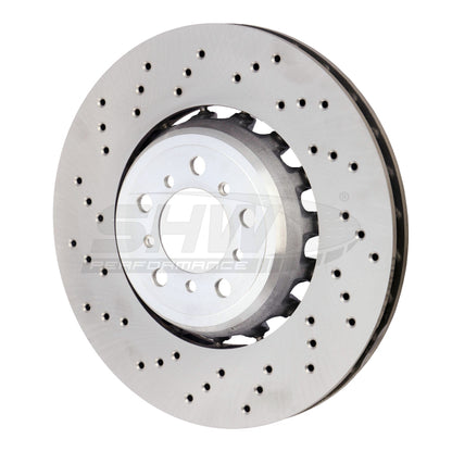 SHW Performance SHW 15-18 BMW M3 3.0L Left Front Cross-Drilled Lightweight Brake Rotor (34112284809)