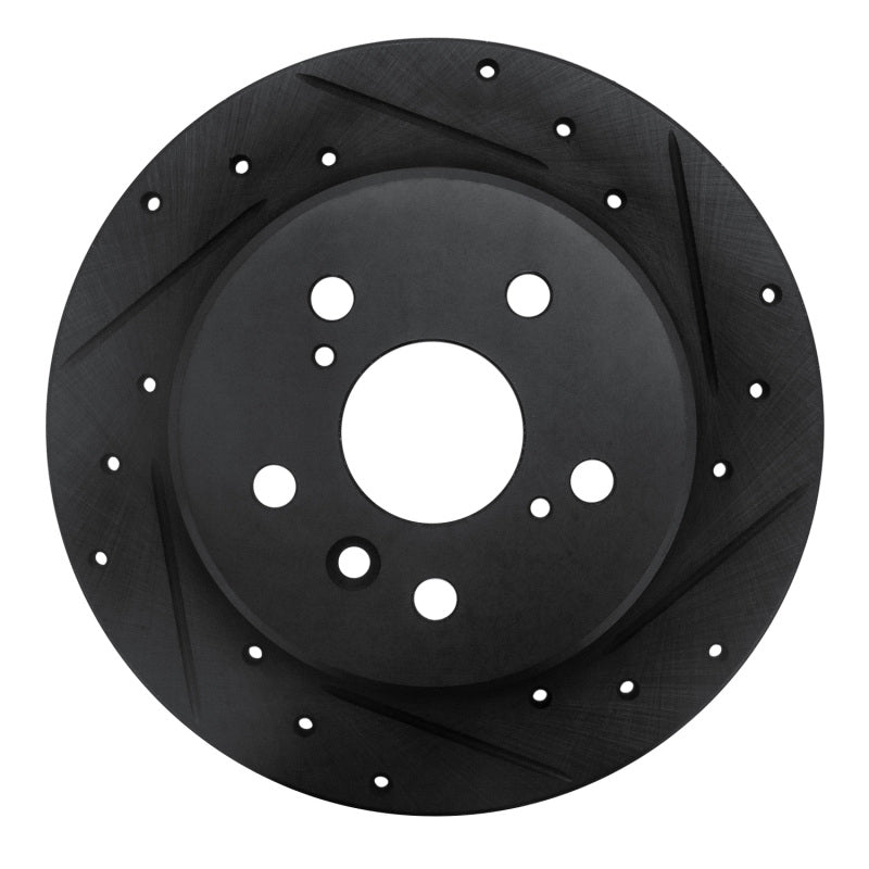 R1 Concepts R1 92-03 Lexus ES300 Rear Right Drilled & Slotted Black Brake Rotor