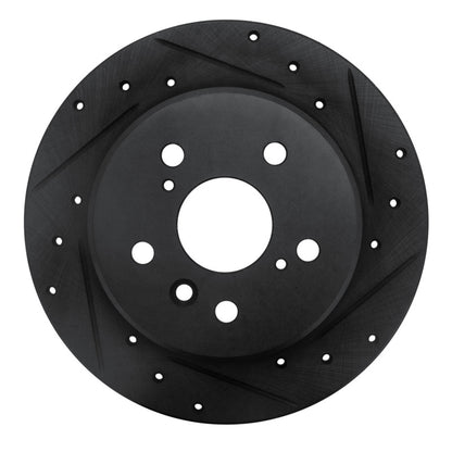 R1 Concepts R1 92-03 Lexus ES300 Rear Right Drilled & Slotted Black Brake Rotor