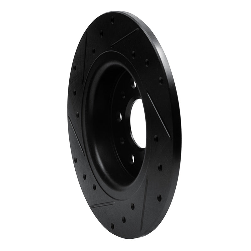 R1 Concepts R1 14-19 Fiat 500L Rear Right Drilled & Slotted Black Brake Rotor