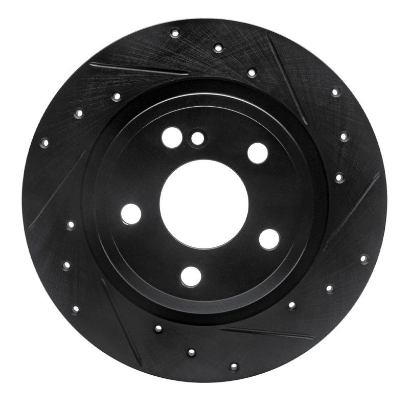 R1 Concepts R1 14-20 Infiniti QX30 Rear Right Drilled & Slotted Black Brake Rotor