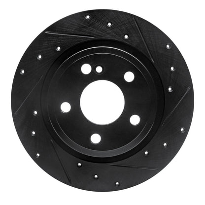 R1 Concepts R1 14-20 Infiniti QX30 Rear Right Drilled & Slotted Black Brake Rotor