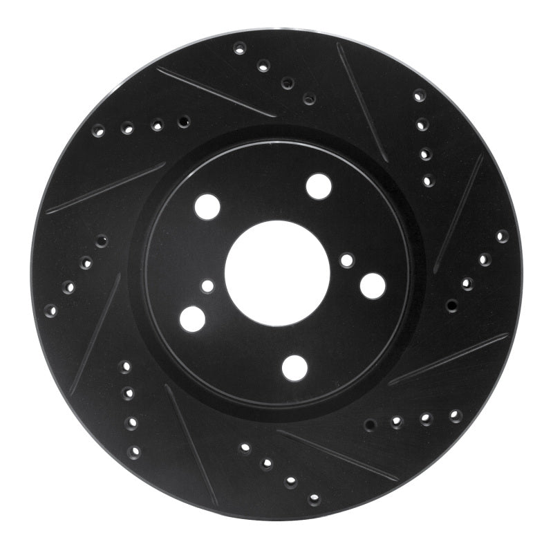 R1 Concepts R1 06-15 Lexus GS300 Left Front Drilled & Slotted Black Brake Rotor