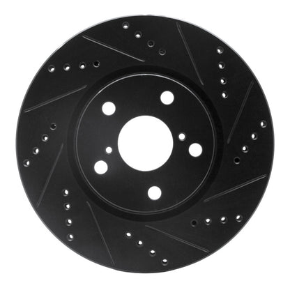 R1 Concepts R1 06-15 Lexus GS300 Left Front Drilled & Slotted Black Brake Rotor