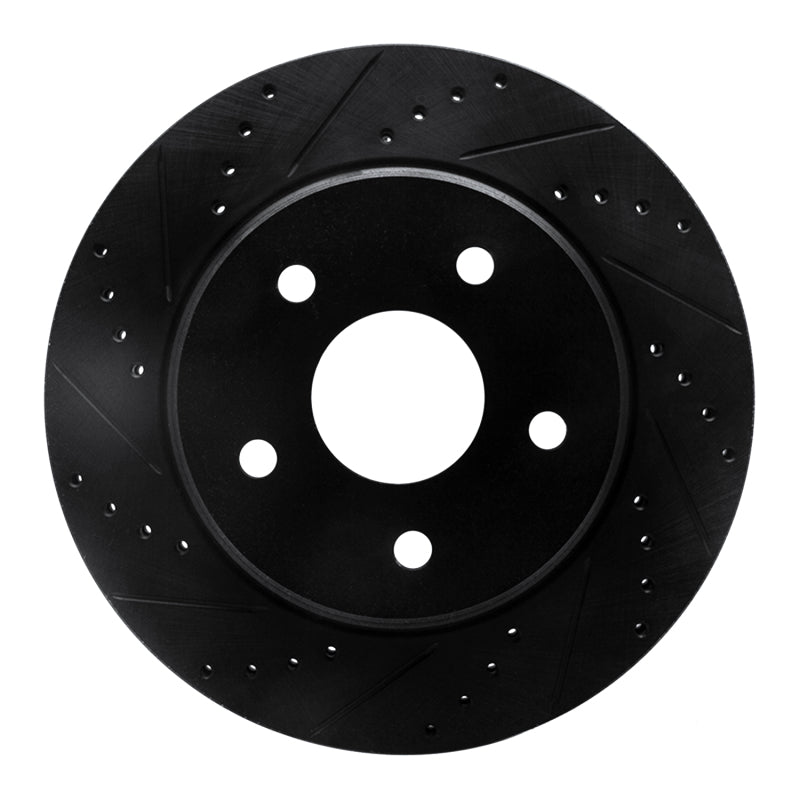 R1 Concepts R1 08-12 Jeep J8 Front Left Drilled & Slotted Black Brake Rotor