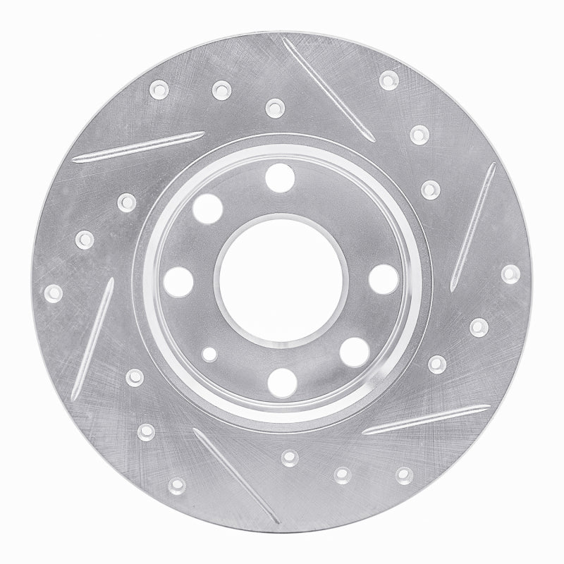 R1 Concepts R1 88-89 Pontiac LeMans Front Right Drilled & Slotted Silver Brake Rotor