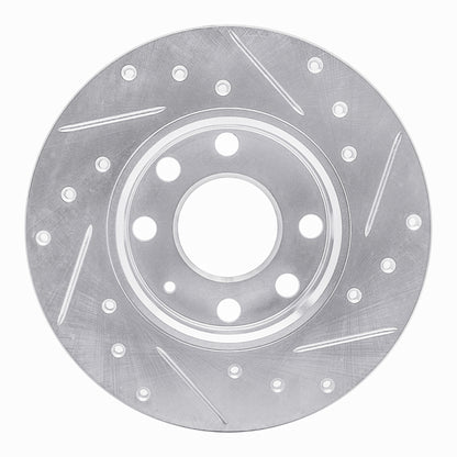 R1 Concepts R1 88-89 Pontiac LeMans Front Right Drilled & Slotted Silver Brake Rotor