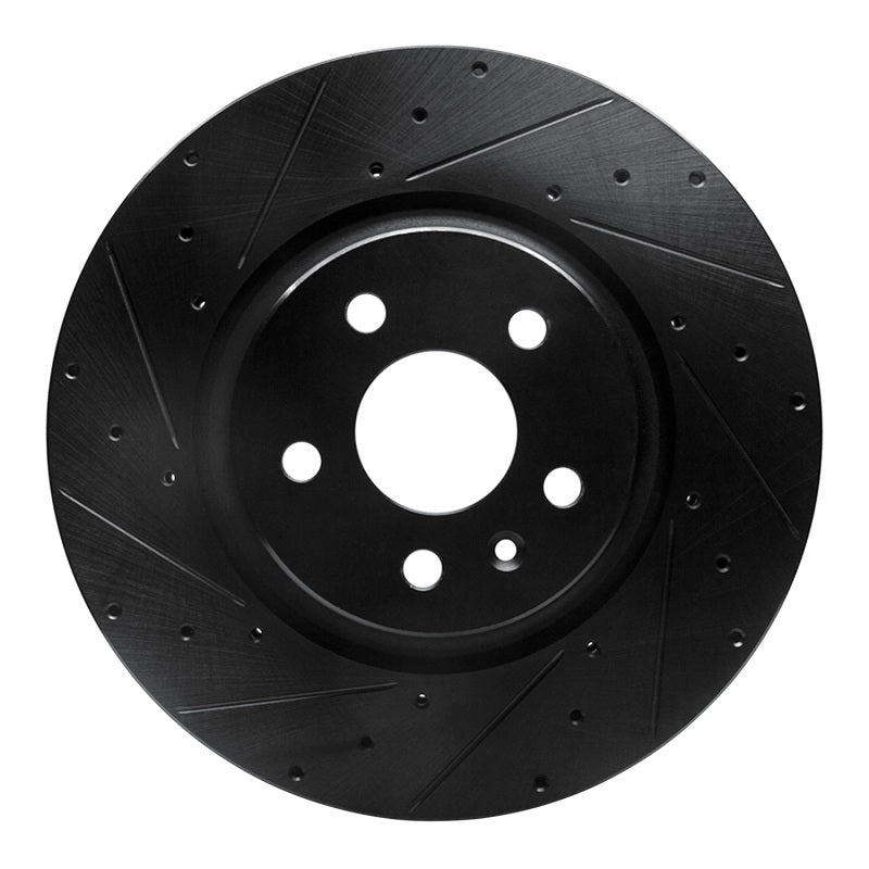 R1 Concepts R1 12-21 Tesla Model S Front Left Drilled & Slotted Black Brake Rotor