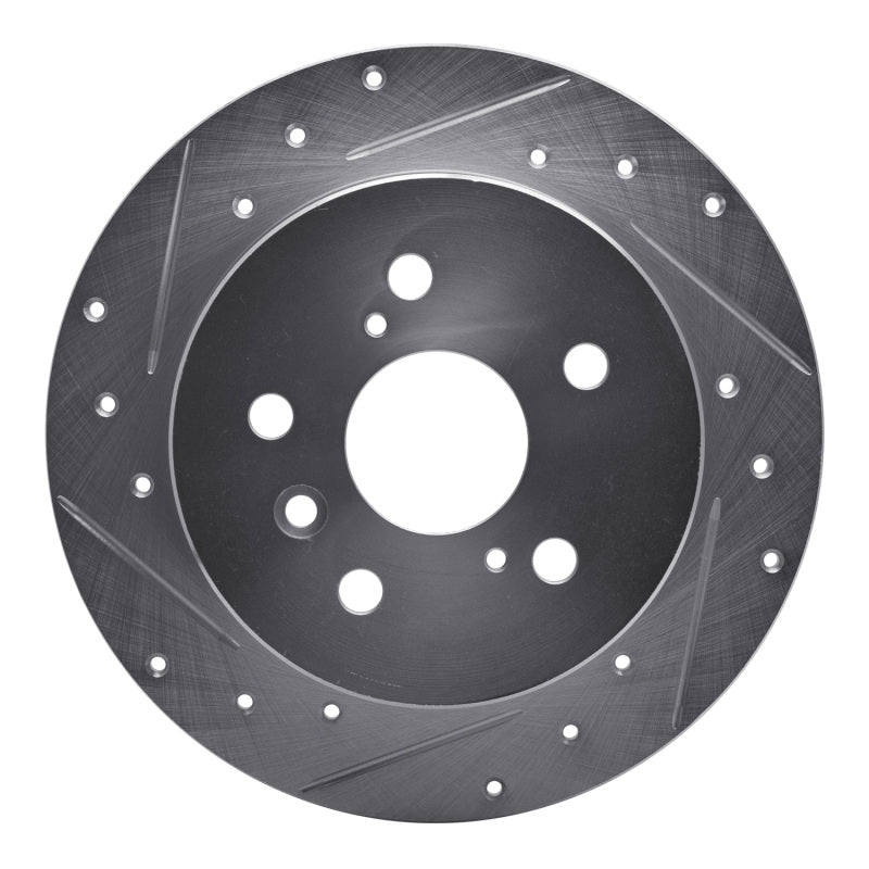 R1 Concepts R1 12-18 Lexus ES300H Rear Left Drilled & Slotted Silver Brake Rotor
