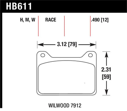 Hawk Performance Hawk Wilwood 7912 DTC-30 Race Brake Pads