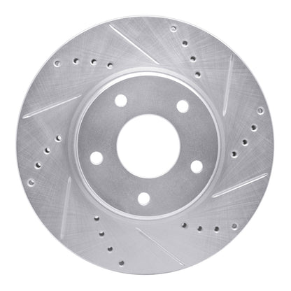 R1 Concepts R1 02-17 Infiniti Q45 Front Right Drilled & Slotted Silver Brake Rotor