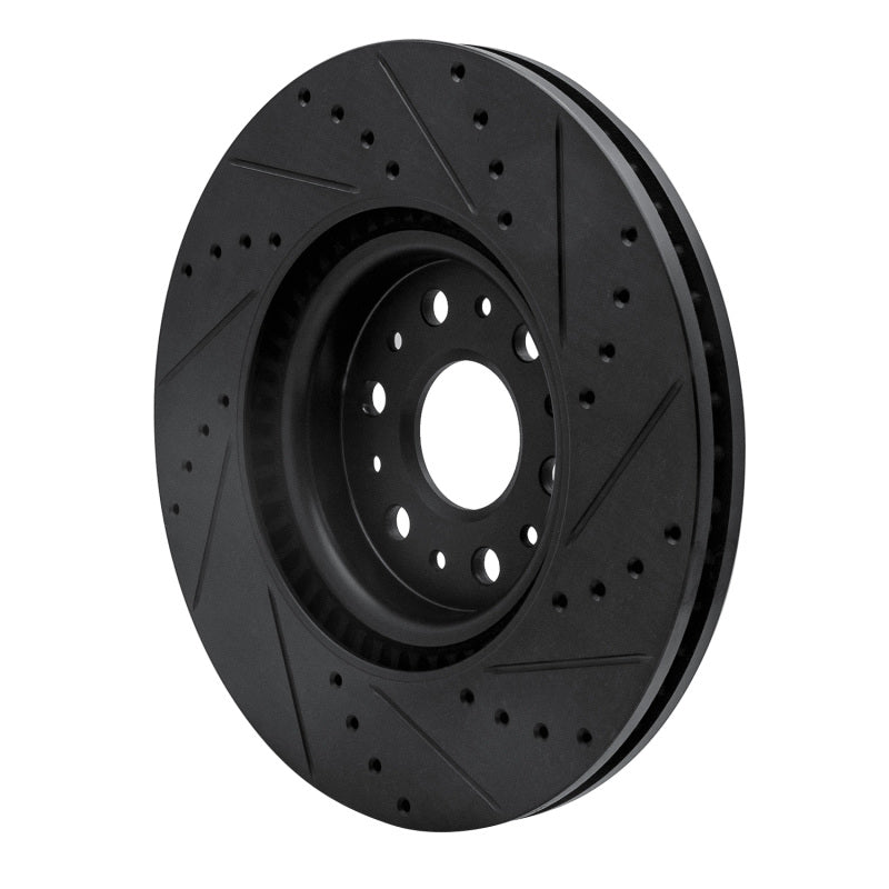 R1 Concepts R1 2017-2025 Buick Enclave Front Left Drilled & Slotted Black Brake Rotor
