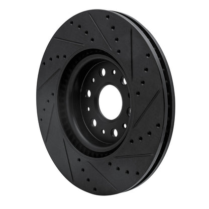 R1 Concepts R1 2017-2025 Buick Enclave Front Left Drilled & Slotted Black Brake Rotor