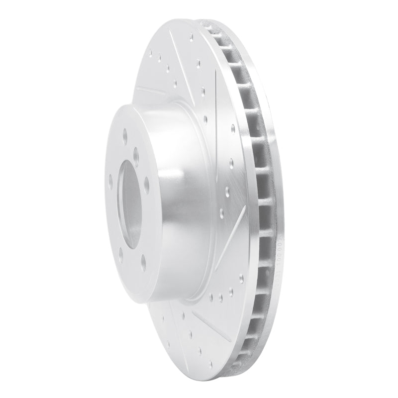 R1 Concepts R1 04-10 BMW 530I Front Right Drilled & Slotted Silver Brake Rotor