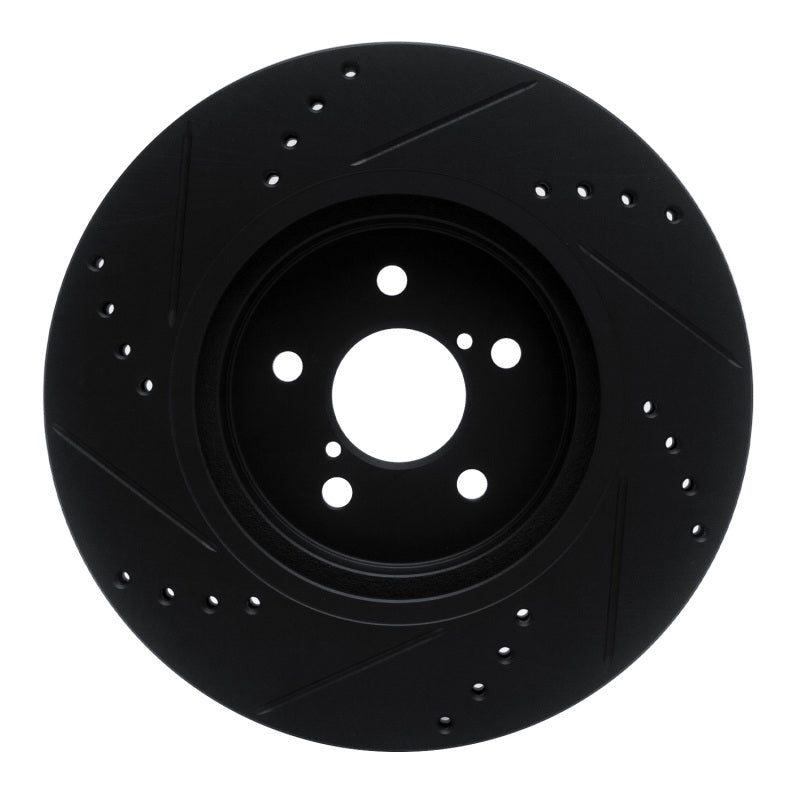 R1 Concepts R1 17-23 Subaru Impreza Front Right Drilled & Slotted Black Brake Rotor