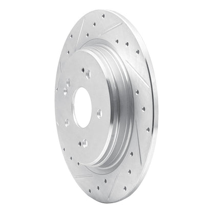 R1 Concepts R1 15-25 Acura TLX Rear Left Drilled & Slotted Silver Brake Rotor