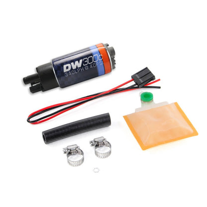 DeatschWerks 340lph DW300C Compact Fuel Pump w/ Universal Install Kit (w/o Mounting Clips)