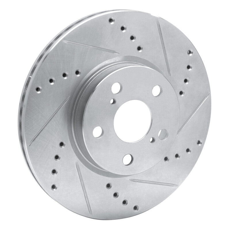 R1 Concepts R1 08-19 Pontiac Vibe Front Right Drilled & Slotted Silver Brake Rotor