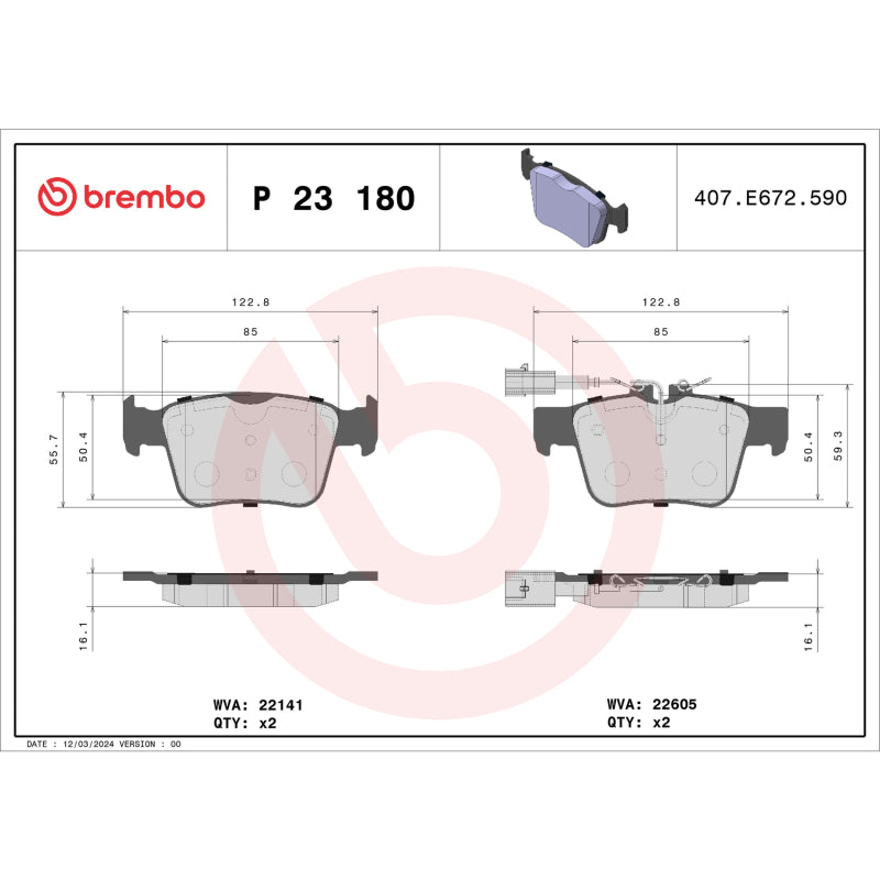 Brembo OE Brembo 18-21 Alfa Romeo Giulia/ Alfa Romeo Stelvio Rear Low-Met Brake Pad