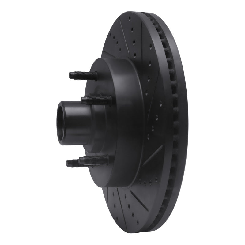 R1 Concepts R1 04-06 Ford E-150 Front Right Drilled & Slotted Black Brake Rotor