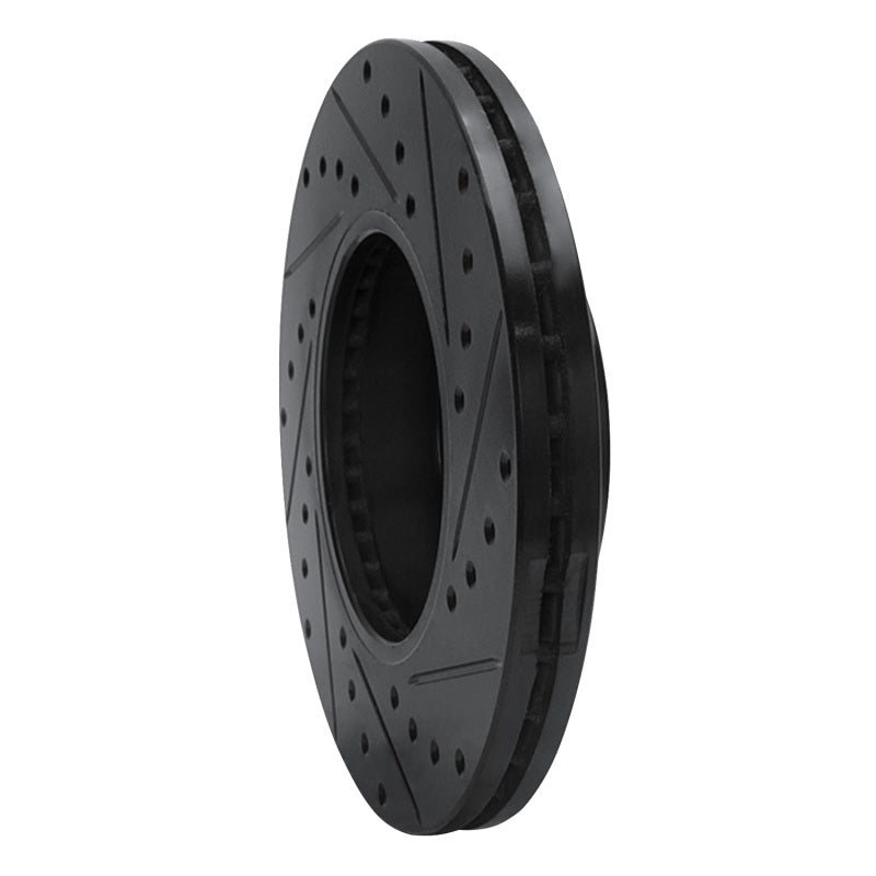 R1 Concepts R1 87-89 Nissan 300ZX Turbo Front Left Drilled & Slotted Black Brake Rotor