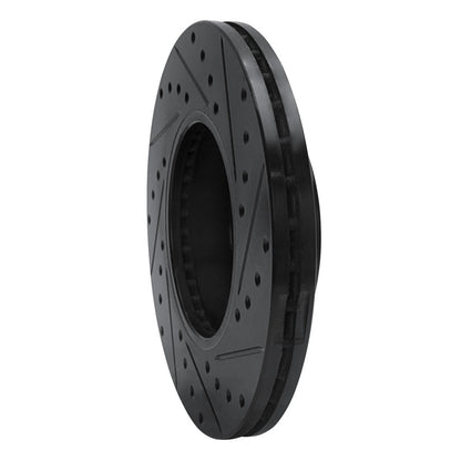 R1 Concepts R1 87-89 Nissan 300ZX Turbo Front Left Drilled & Slotted Black Brake Rotor