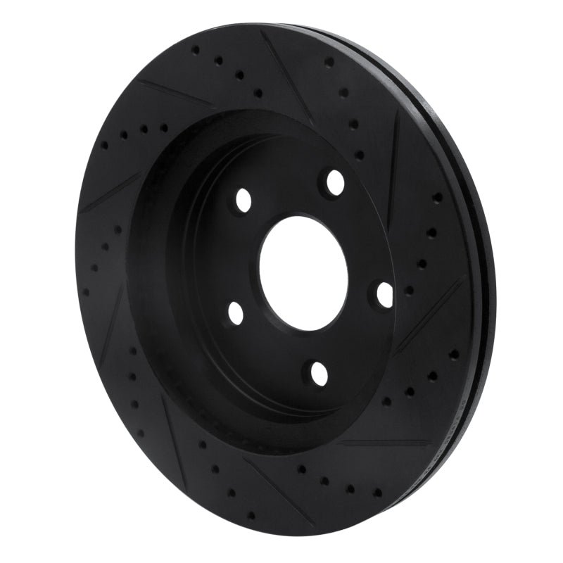 R1 Concepts R1 08-12 Jeep J8 Front Left Drilled & Slotted Black Brake Rotor