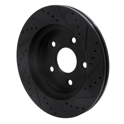 R1 Concepts R1 08-12 Jeep J8 Front Left Drilled & Slotted Black Brake Rotor