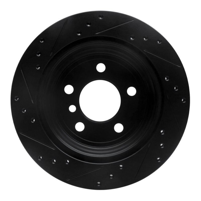 R1 Concepts R1 06-20 BMW 325XI Rear Right Drilled & Slotted Black Brake Rotor