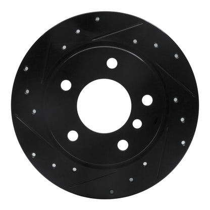R1 Concepts R1 91-99 BMW 325IS Rear Left Drilled & Slotted Black Brake Rotor
