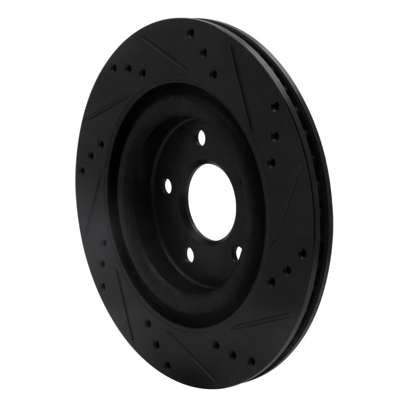 R1 Concepts R1 06-08 Jaguar S-Type Rear Left Drilled & Slotted Black Brake Rotor