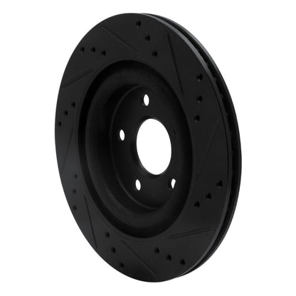 R1 Concepts R1 06-08 Jaguar S-Type Rear Left Drilled & Slotted Black Brake Rotor
