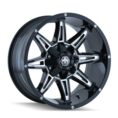 Mayhem 8090 Rampage 20x10 / 8x170 BP / -25mm Offset / 125.2mm Hub Gloss Black Milled Wheel