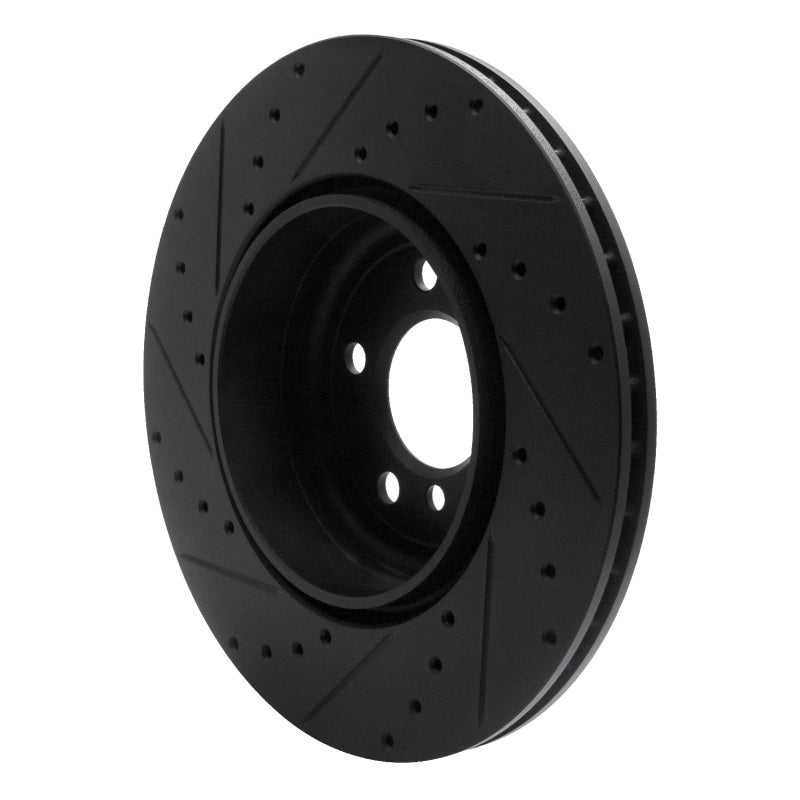 R1 Concepts R1 10-19 BMW 535I GT xDrive Rear Right Drilled & Slotted Black Brake Rotor