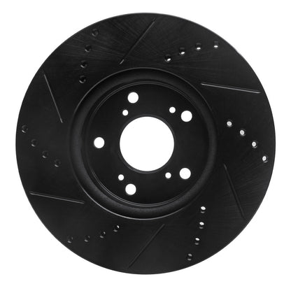 R1 Concepts R1 13-25 Honda Civic Hatchback Front Right Drilled & Slotted Black Brake Rotor