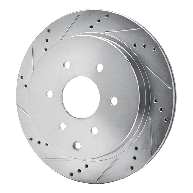 R1 Concepts R1 10-24 Infiniti QX56 Rear Left Drilled & Slotted Silver Brake Rotor