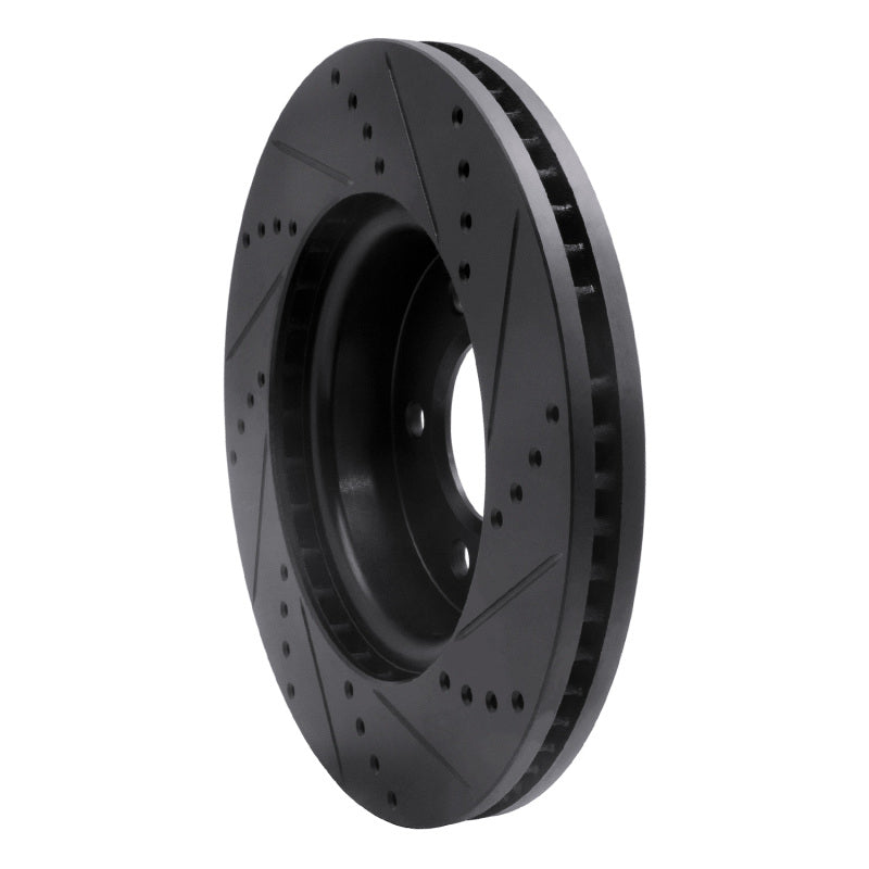 R1 Concepts R1 05-07 Land Rover LR3 Front Left Drilled & Slotted Black Brake Rotor