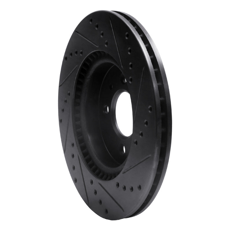 R1 Concepts R1 12-23 Hyundai Accent Front Left Drilled & Slotted Black Brake Rotor